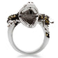0W007 - Rhodium + Ruthenium Brass Ring with AAA Grade CZ  in Multi Color-3