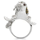 0W008 - Rhodium + Ruthenium Brass Ring with AAA Grade CZ  in Multi Color-3