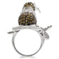 0W008 - Rhodium + Ruthenium Brass Ring with AAA Grade CZ  in Multi Color-4