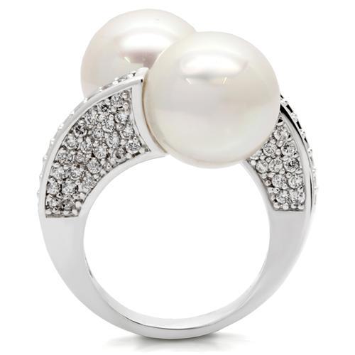 0W025 - Rhodium Brass Ring with AAA Grade CZ  in Clear-3