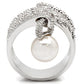 0W031 - Rhodium Brass Ring with AAA Grade CZ  in Clear-3