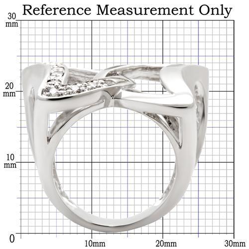 0W050 - Rhodium Brass Ring with AAA Grade CZ  in Clear-1