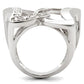 0W050 - Rhodium Brass Ring with AAA Grade CZ  in Clear-3