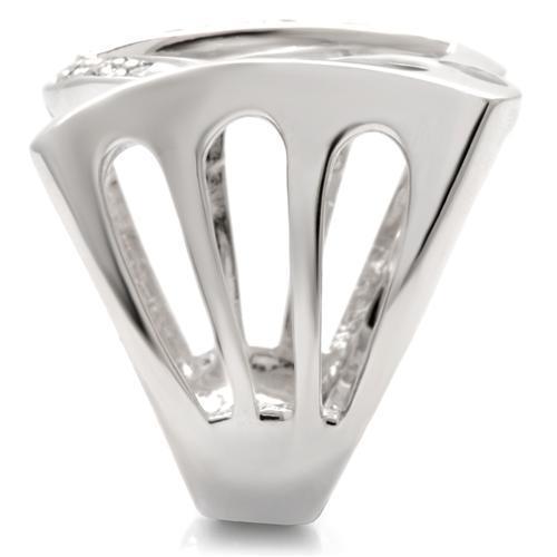 0W050 - Rhodium Brass Ring with AAA Grade CZ  in Clear-4