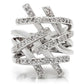 0W061 - Rhodium Brass Ring with AAA Grade CZ  in Clear-2