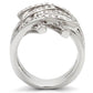 0W061 - Rhodium Brass Ring with AAA Grade CZ  in Clear-3