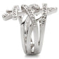 0W061 - Rhodium Brass Ring with AAA Grade CZ  in Clear-4
