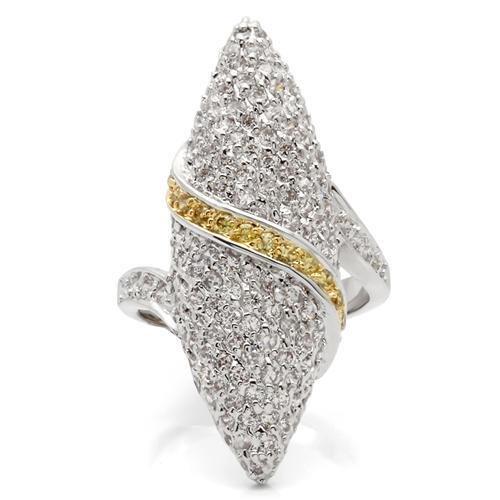 0W099 - Gold+Rhodium Brass Ring with AAA Grade CZ  in Topaz-2
