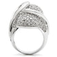0W118 - Rhodium Brass Ring with AAA Grade CZ  in Clear-3