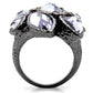 0W120 - Ruthenium Brass Ring with AAA Grade CZ  in Light Amethyst-3