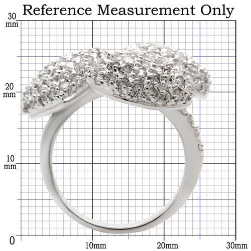 0W145 - Rhodium Brass Ring with AAA Grade CZ  in Clear-1