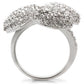 0W145 - Rhodium Brass Ring with AAA Grade CZ  in Clear-3