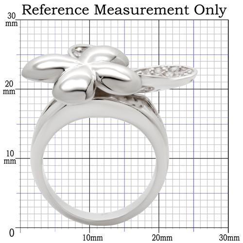0W147 - Rhodium Brass Ring with AAA Grade CZ  in Clear-1