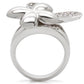 0W147 - Rhodium Brass Ring with AAA Grade CZ  in Clear-3