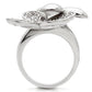 0W147 - Rhodium Brass Ring with AAA Grade CZ  in Clear-4