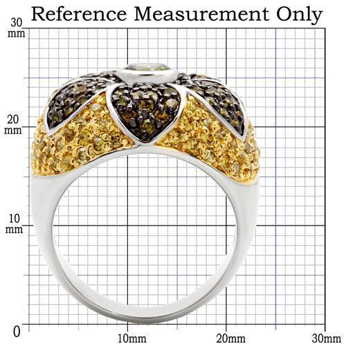 0W154 - Rhodium+Gold+ Ruthenium Brass Ring with AAA Grade CZ  in Multi Color-1