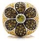 0W154 - Rhodium+Gold+ Ruthenium Brass Ring with AAA Grade CZ  in Multi Color-2