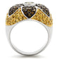 0W154 - Rhodium+Gold+ Ruthenium Brass Ring with AAA Grade CZ  in Multi Color-3