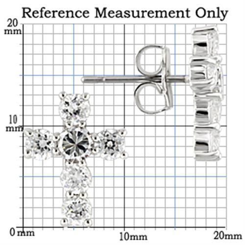 0W155 - Rhodium 925 Sterling Silver Earrings with AAA Grade CZ  in Clear-1