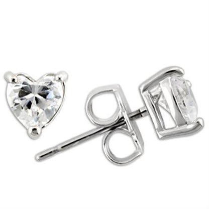 0W165 - Rhodium 925 Sterling Silver Earrings with AAA Grade CZ  in Clear-0