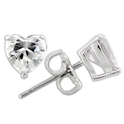 0W166 - Rhodium 925 Sterling Silver Earrings with AAA Grade CZ  in Clear-0