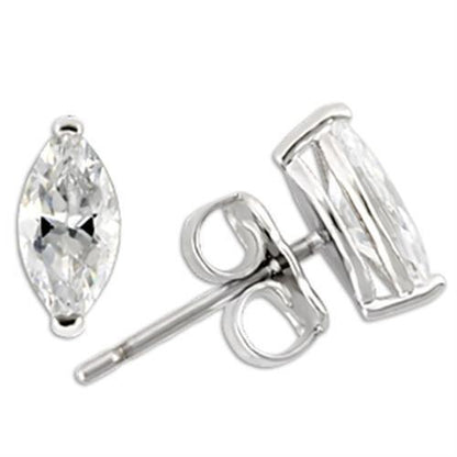 0W167 - Rhodium 925 Sterling Silver Earrings with AAA Grade CZ  in Clear-0