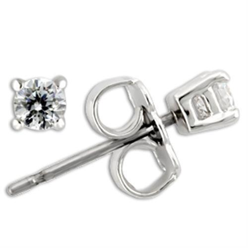 0W169 - Rhodium 925 Sterling Silver Earrings with AAA Grade CZ  in Clear-0