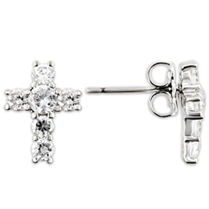 TK0W175 - Stainless Steel Earrings with AAA Grade CZ  in Clear-High Polished-0