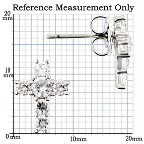 TK0W175 - Stainless Steel Earrings with AAA Grade CZ  in Clear-High Polished-1