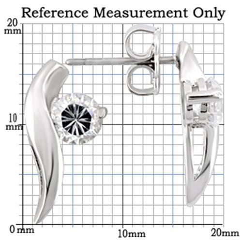 0W177 - Rhodium 925 Sterling Silver Earrings with AAA Grade CZ  in Clear-1