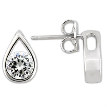 0W180 - Rhodium 925 Sterling Silver Earrings with AAA Grade CZ  in Clear-0