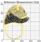 0W182 - Gold+Ruthenium Brass Ring with AAA Grade CZ  in Jet-1