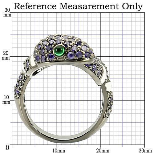 0W184 - Ruthenium Brass Ring with AAA Grade CZ  in Multi Color-1