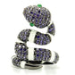 0W184 - Ruthenium Brass Ring with AAA Grade CZ  in Multi Color-2