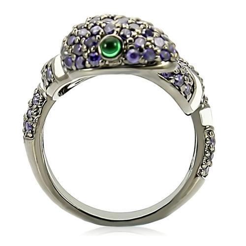 0W184 - Ruthenium Brass Ring with AAA Grade CZ  in Multi Color-4
