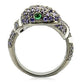 0W184 - Ruthenium Brass Ring with AAA Grade CZ  in Multi Color-4