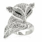 0W185 - Rhodium Brass Ring with AAA Grade CZ  in Clear-2