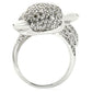 0W185 - Rhodium Brass Ring with AAA Grade CZ  in Clear-3