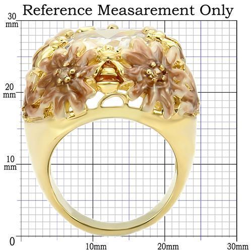 0W203 - Matte Gold & Gold Brass Ring with AAA Grade CZ  in Clear-1