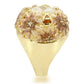 0W203 - Matte Gold & Gold Brass Ring with AAA Grade CZ  in Clear-4