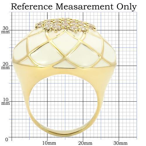 0W206 - Gold Brass Ring with AAA Grade CZ  in Clear-1