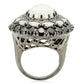 0W213 - Ruthenium Brass Ring with Milky CZ  in White-3