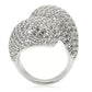 0W216 - Rhodium Brass Ring with AAA Grade CZ  in Clear-3