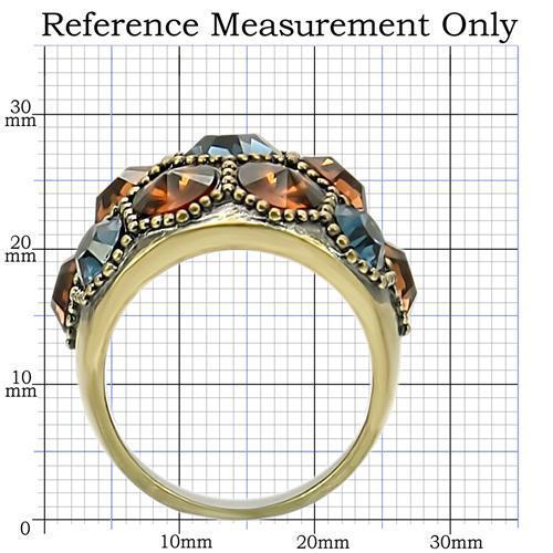 0W234 - Antique Copper Brass Ring with Top Grade Crystal  in Multi Color-1