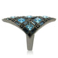 0W235 - Ruthenium Brass Ring with Top Grade Crystal  in Sea Blue-4