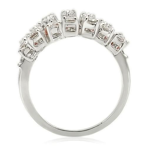 0W241 - Rhodium Brass Ring with AAA Grade CZ  in Clear-3