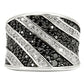 0W242 - Rhodium + Ruthenium Brass Ring with AAA Grade CZ  in Jet-2