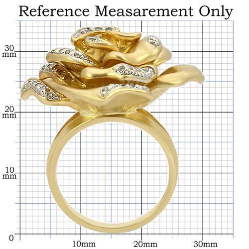 0W250 - Matte Gold & Rhodium Brass Ring with AAA Grade CZ  in Clear-1