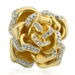 0W250 - Matte Gold & Rhodium Brass Ring with AAA Grade CZ  in Clear-2