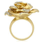 0W250 - Matte Gold & Rhodium Brass Ring with AAA Grade CZ  in Clear-3